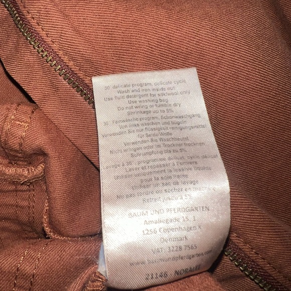 Baum und Pferdgardten Noralee Jumpsuit Sz 6 Puffed Shoulder Belted Rust Brown - Picture 6 of 8